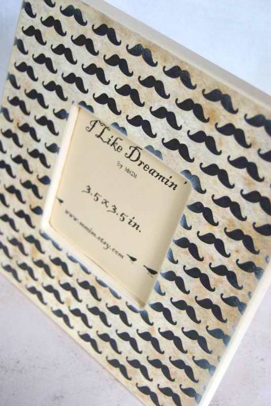 Mustache Picture Frame - Black And White