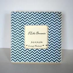 Navy Blue Chevron Picture Frame