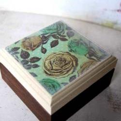 Yellow And Teal Vintage Rose Box