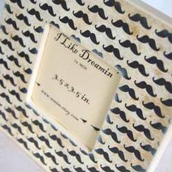 Mustache Picture Frame - Black And White